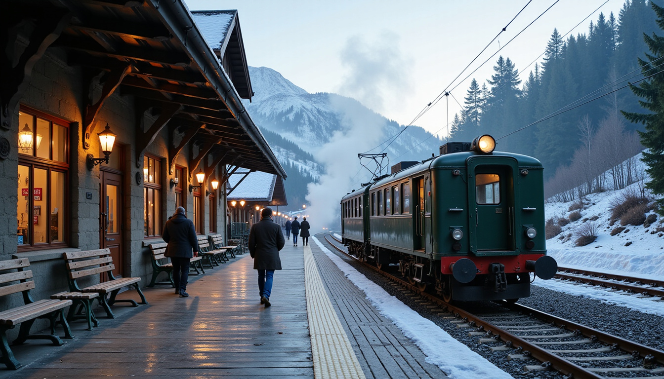 Fogbound Alpine Rail Platform