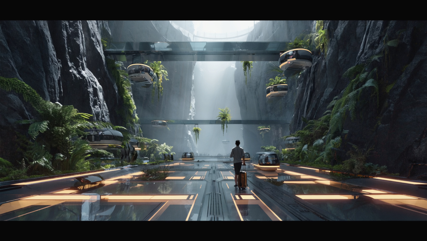 Suspended Botanical Transit Hall