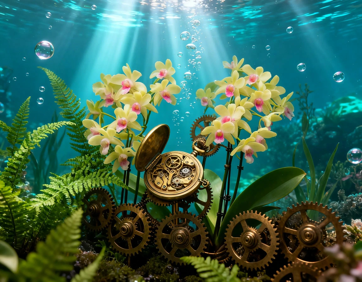 Submerged Clockwork Garden Collage