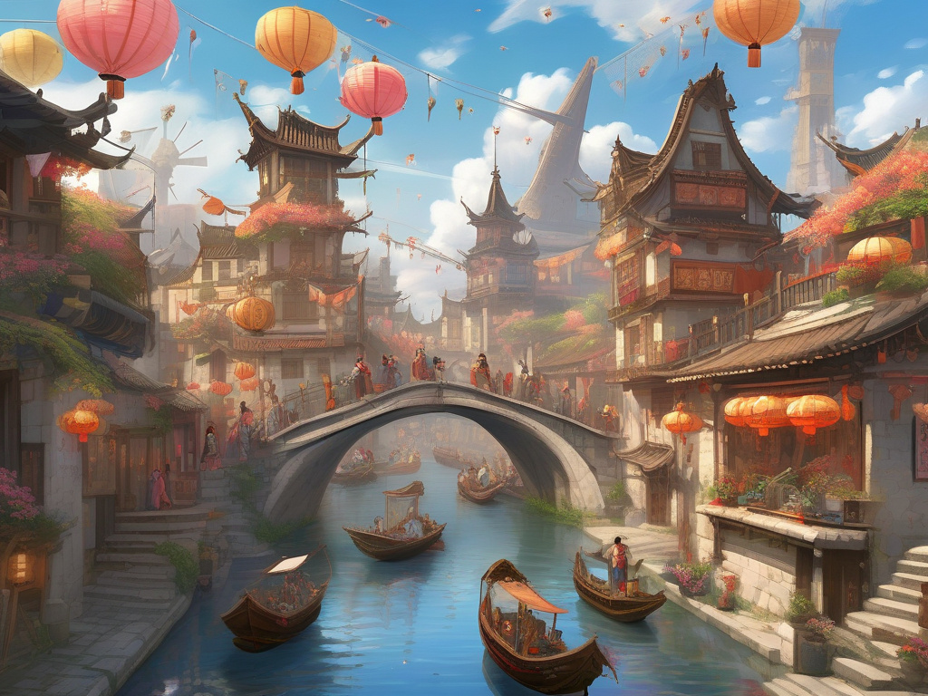 Windmill Festival Above Canals