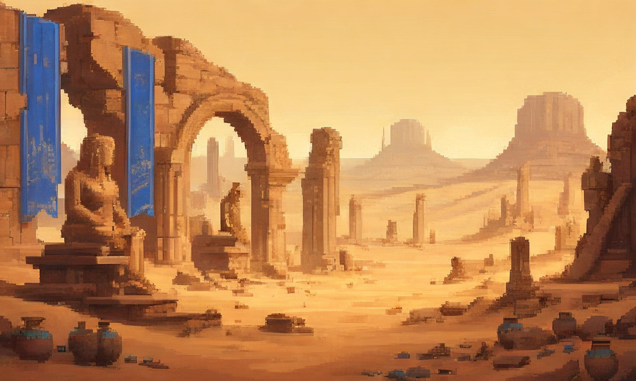 Pixelated Desert Ruin Panorama