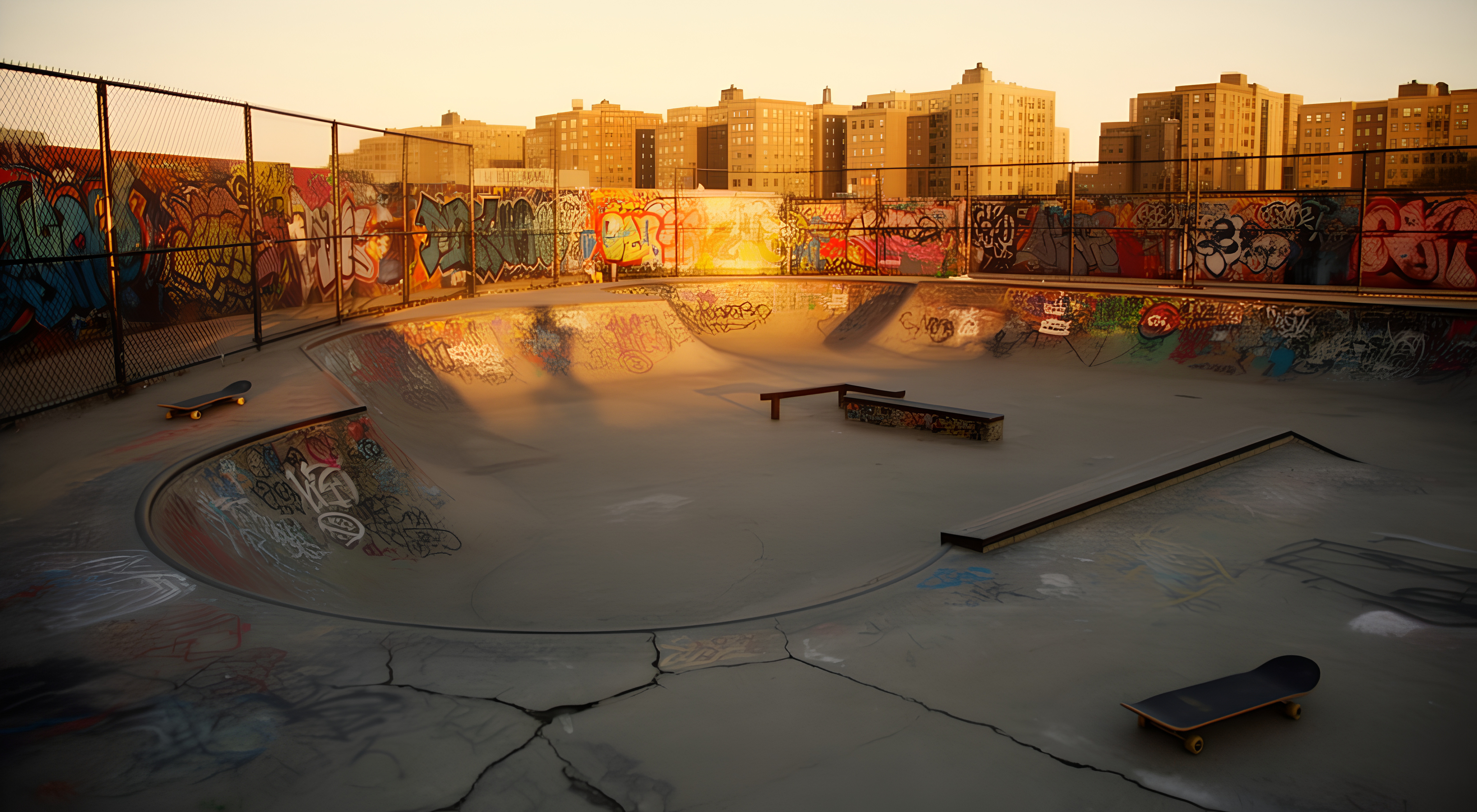 Graffiti-Covered Skatepark Panorama