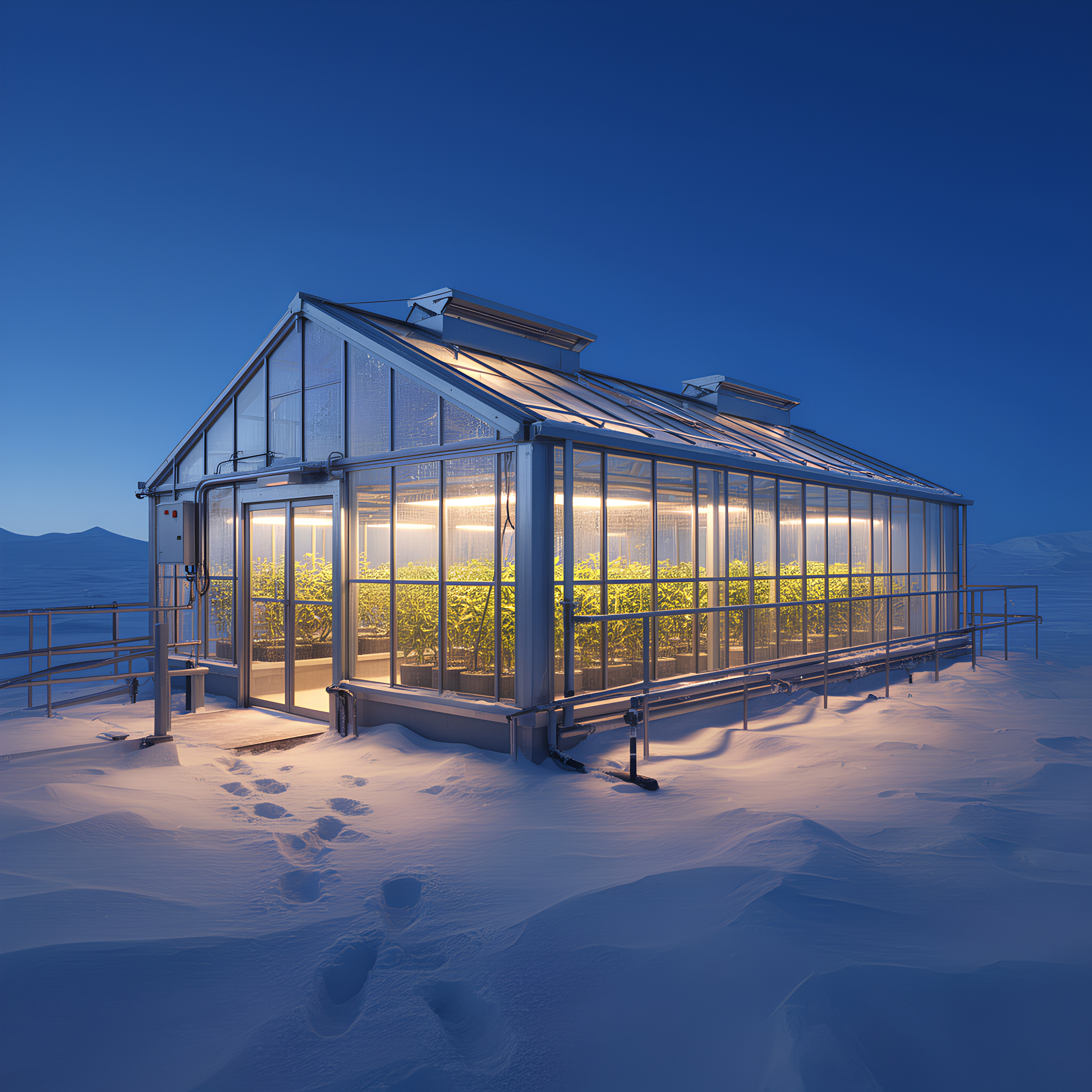 Arctic Greenhouse Blue-Hour Enlargement