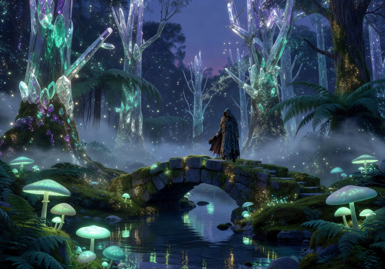 Surreal Bioluminescent Forest
