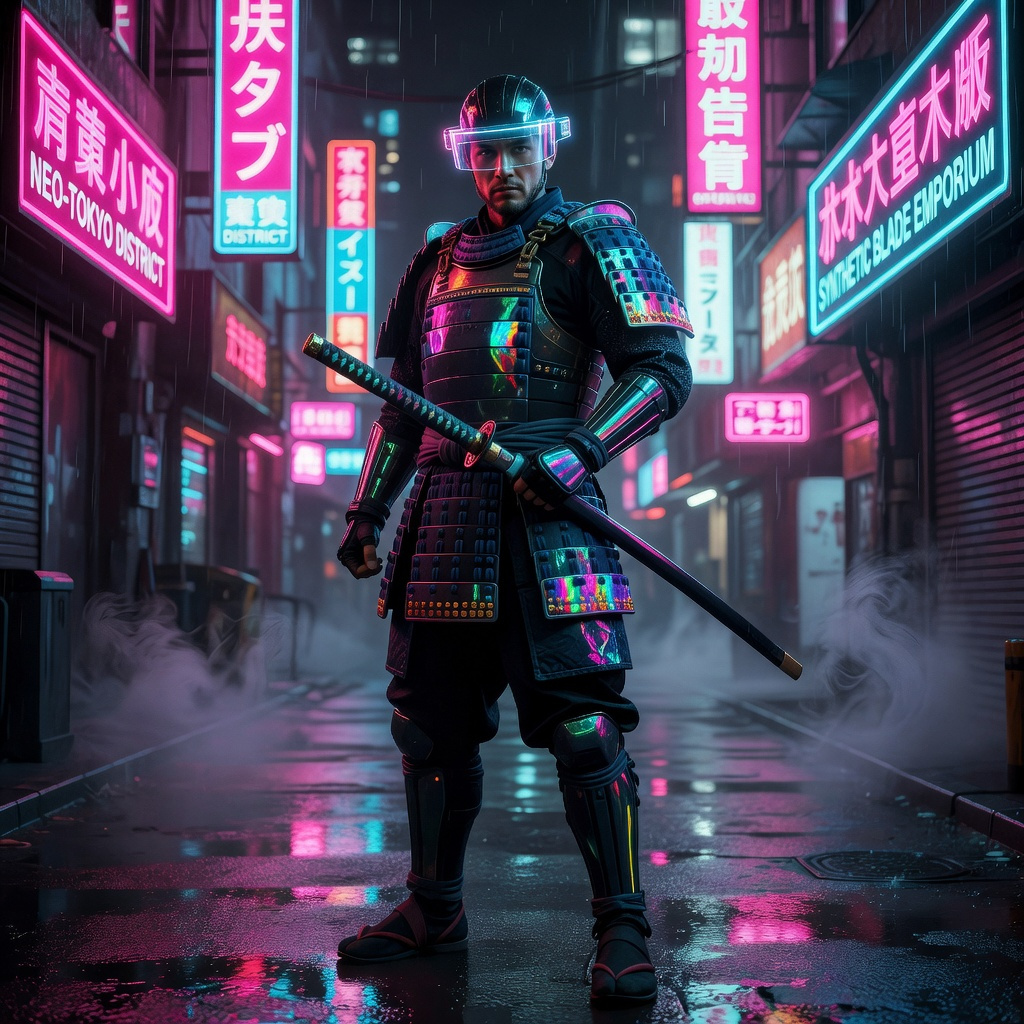 Neon Samurai Portrait